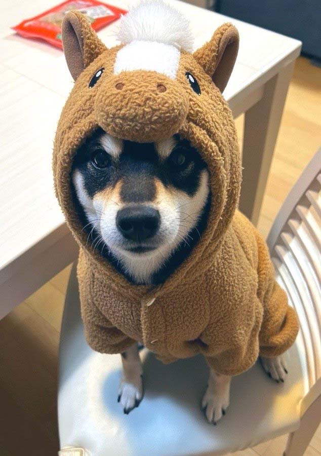 柴犬　馬